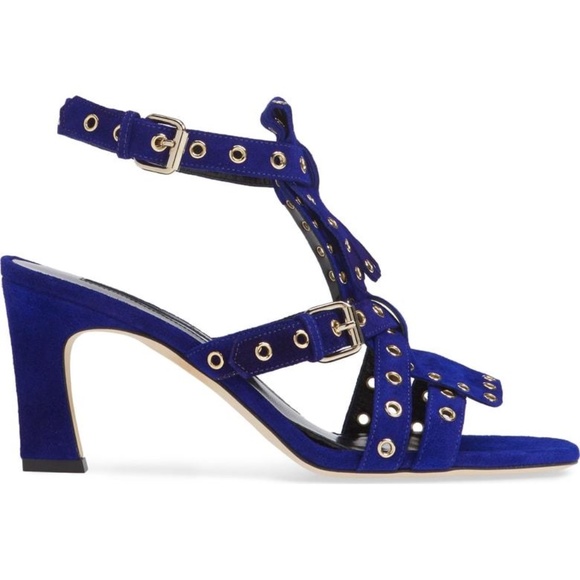 BRIAN ATWOOD Luisa Royal Blue Suede Leather Sandals Women’s Heels Pumps Shoes 6 - Picture 6 of 13